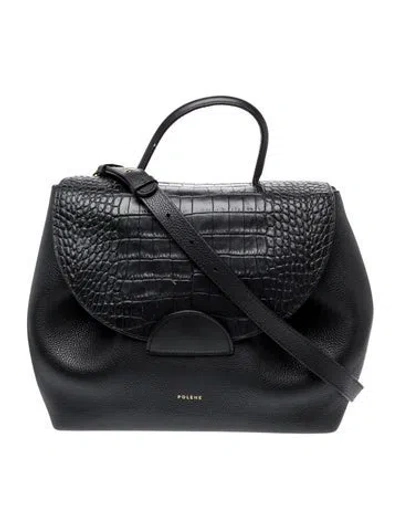 Pre-owned Polene Leather Top Handle Bag In Black