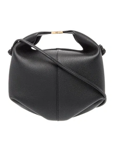 Pre-owned Polene Leather Top Handle Bag In Black