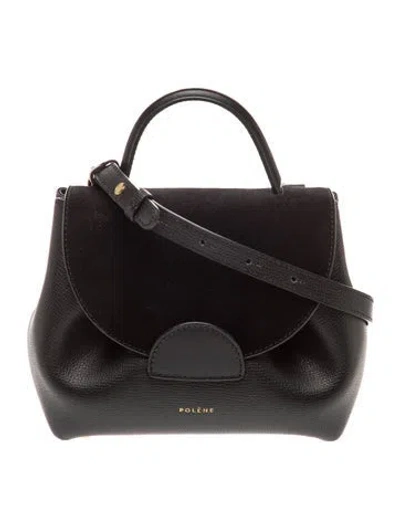 Pre-owned Polene Leather Top Handle Bag In Black