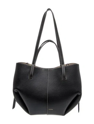 Pre-owned Polene Leather Top Handle Bag In Black
