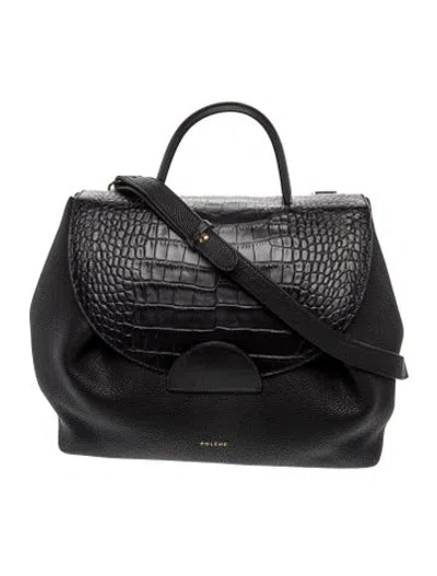 Pre-owned Polene Leather Top Handle Bag In Black