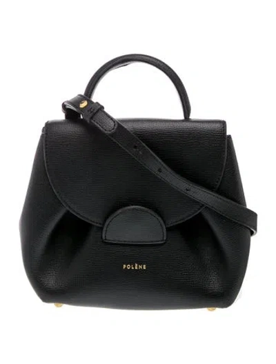 Pre-owned Polene Leather Top Handle Bag In Black