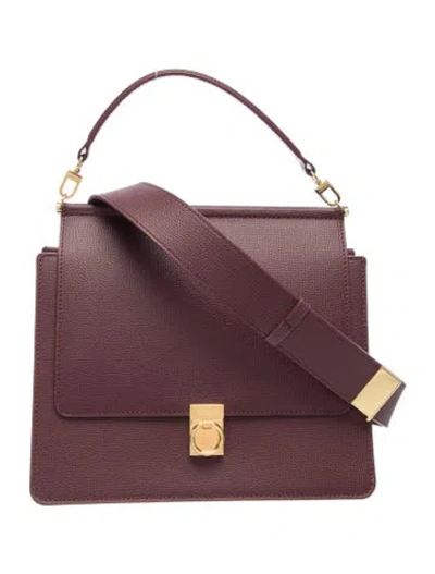 Pre-owned Polene Leather Top Handle Bag In Burgundy