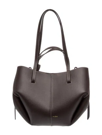 Pre-owned Polene Leather Top Handle Bag In Gray