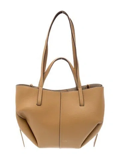 Pre-owned Polene Leather Top Handle Bag W/ Tags In Neutral