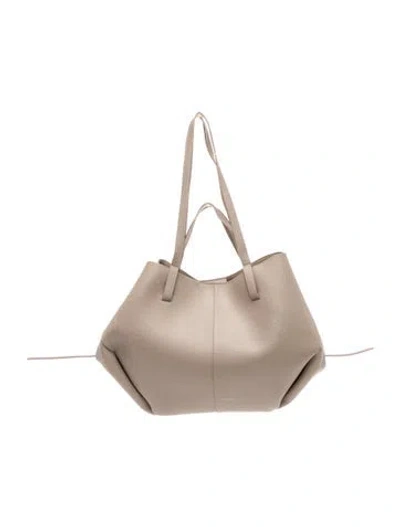 Pre-owned Polene Leather Tote Mini In Gray
