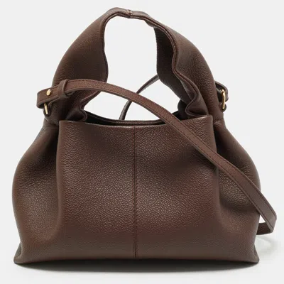 Pre-owned Polene Numéro Neuf Mini Dark Brown Leather Shoulder Bag