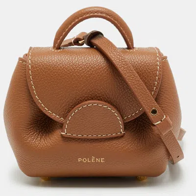 Pre-owned Polene Numéro Un Micro Camel Leather Crossbody Bag In Brown