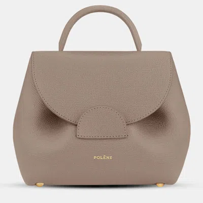 Pre-owned Polene Numero-un-nano Grained Taupe Edition Calfskin Handbag In Gray