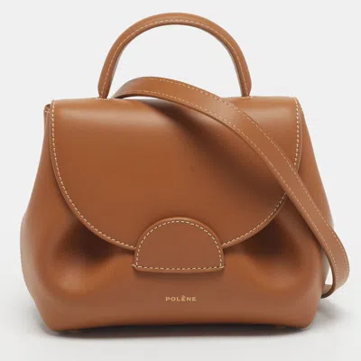 Pre-owned Polene Numéro Un Nano Tan Leather Top Handle Bag In Brown