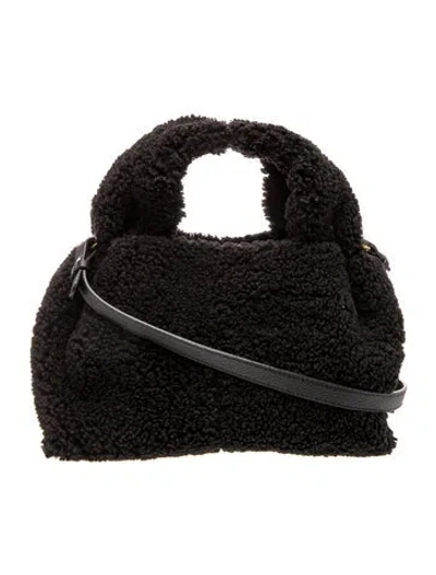 Pre-owned Polene Shearling Numéro Neuf Mini In Black
