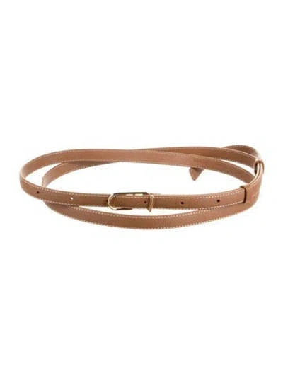 Pre-owned Polene Skinny Vegetarian Leather Belt Kit In Brown