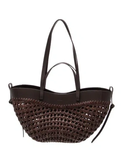 Pre-owned Polene Straw Cyme Mini In Brown