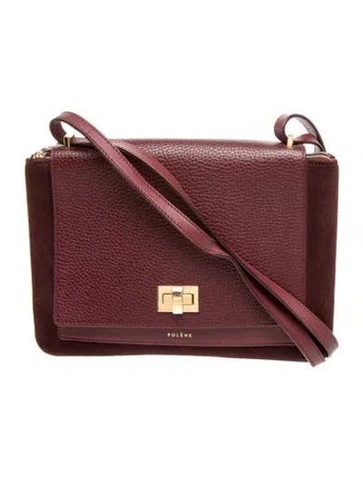 Pre-owned Polene Suede Shoulder Bag In Burgundy