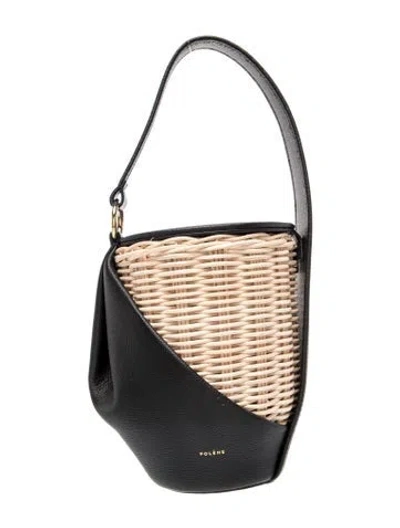 Pre-owned Polene Wicker Bucket Bag In Neutral