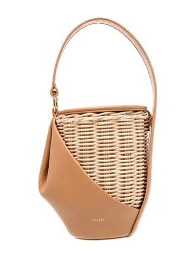 Pre-owned Polene Wicker Bucket Bag In Neutral