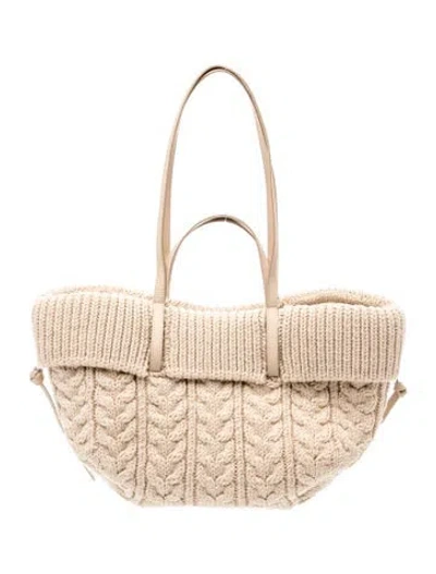 Pre-owned Polene Wool Top Handle Bag In Neutral