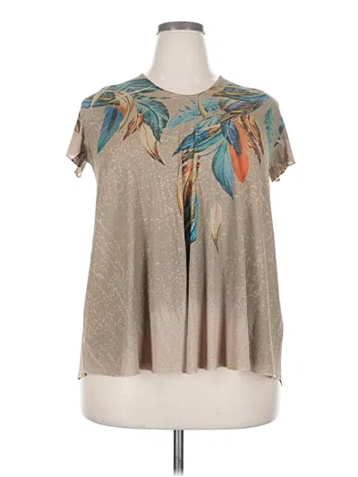 Pre-owned Poliana Plus Short Sleeve Blouse In Brown