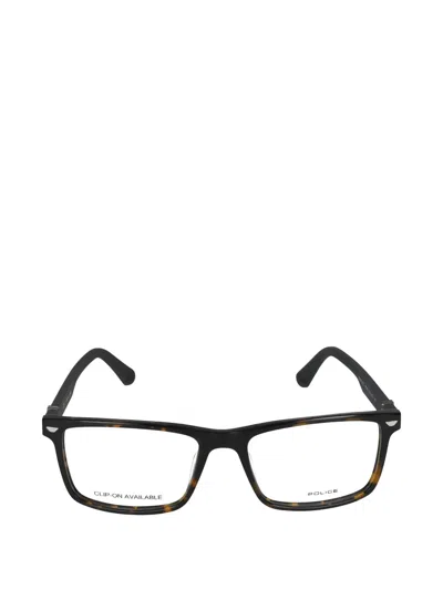 Police Beyond Lite 3 Rectangle-frame Glasses In Brown