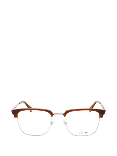 Police Browline-frame Glasses In Brown