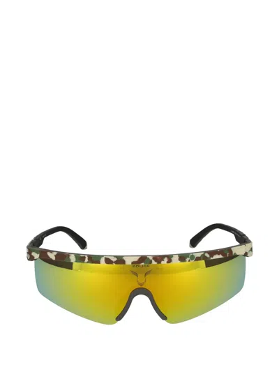 Police Camouflage-print Rubberised Sunglasses In Brown