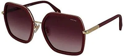 Pre-owned Police Designer Sunglasses Spla 20 0300 58 Mm Burgundy Gold Sparkle/red Gradient