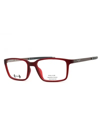 Police Injected Propionate Rectangular Men's Eyeglasses - Vplf85m In Burgundy