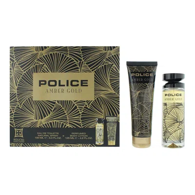 Police Ladies Amber Gold Gift Set Fragrances 679602549646
