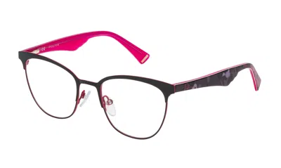 Police Ladies Shiny Black W/colored Parts Rectangular Eyeglass Frames Vpl417510sa1