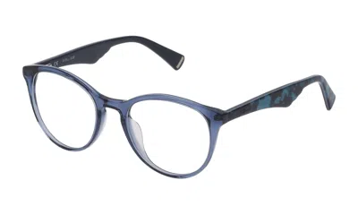 Police Ladies Shiny Transp.blue Round Eyeglass Frames Vpl764500955