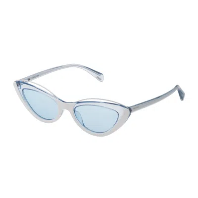 Police White Acetate Sunglasses In Blue