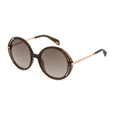 Police Gray Plastic Sunglasses In Brown