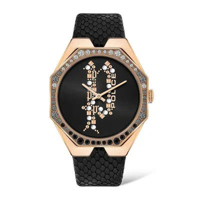 Police Leather Women's Watch In Black