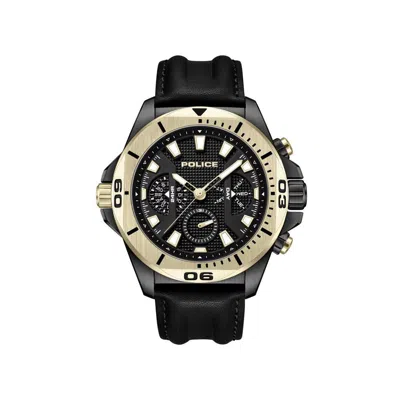 Police Leather Leather Men's Watch In Black