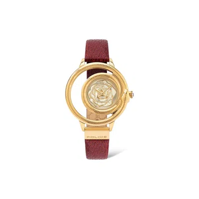 Police Leather Women's Watch In Red