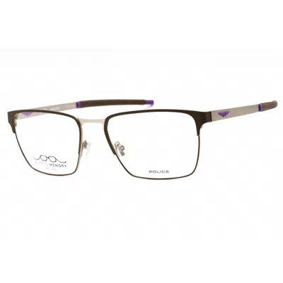 Police Men's Brown Rectangular Eyeglass Frames Vplg79