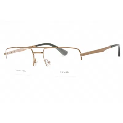 Police Men's Gold Tone Rectangular Eyeglass Frames Vplg71m