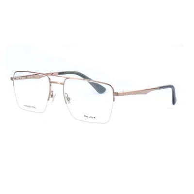Police Men's Golden Rectangular Eyeglass Frames Vplg71-550f68