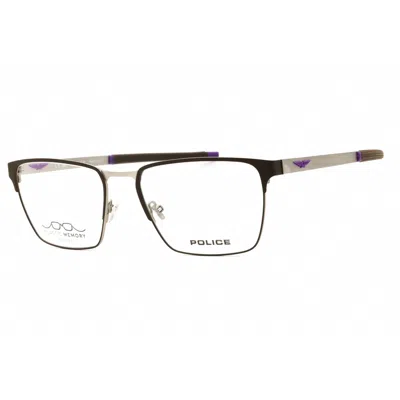 Police Men's Silver Tone Rectangular Eyeglass Frames Vplg79m