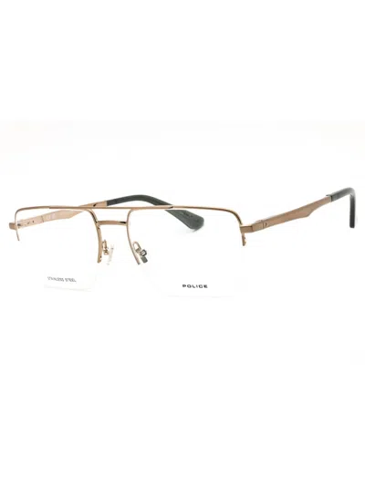 Police Metal Rectangular Men's Eyeglasses In Brown