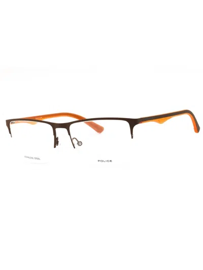 Police Metal Rectangular Men's Eyeglasses - Model Vpl398 In Orange