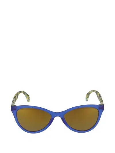 Police Patterned-arm Cat-eye Sunglasses In Blue