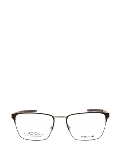 Police Rectangle-frame Glasses In Brown