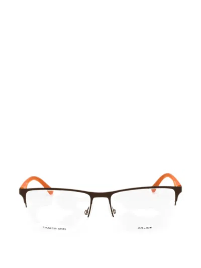 Police Rectangle-frame Glasses In Brown