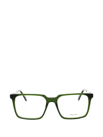 Police Rectangle-frame Glasses In Green