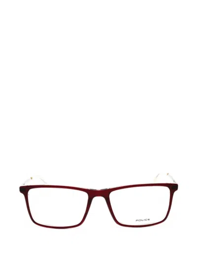 Police Rectangle-frame Glasses In Burgundy