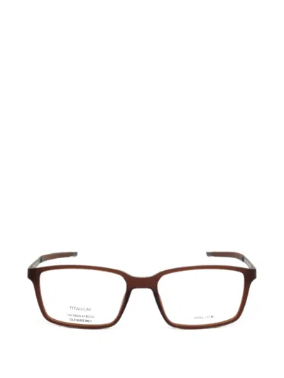 Police Rectangle-frame Glasses In Burgundy