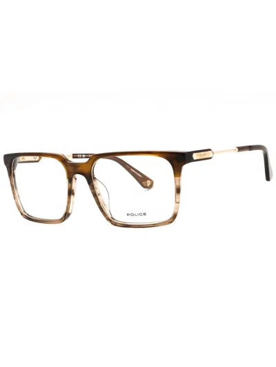 Police Rectangular Men's Eyeglasses For Stylish Appeal In Brown