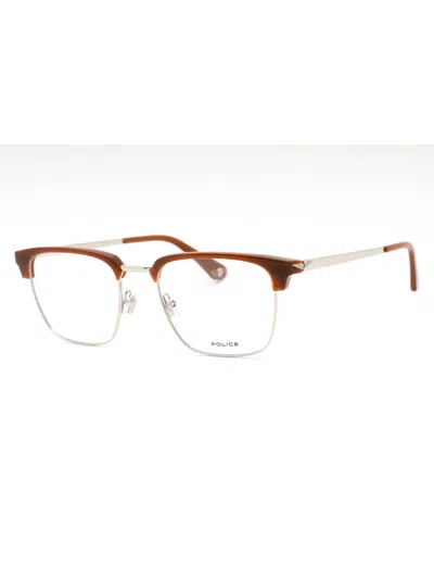 Police Rectangular Men's Eyeglasses Vpll64 In Brown