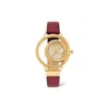 Police Red Leather Watch In Gold